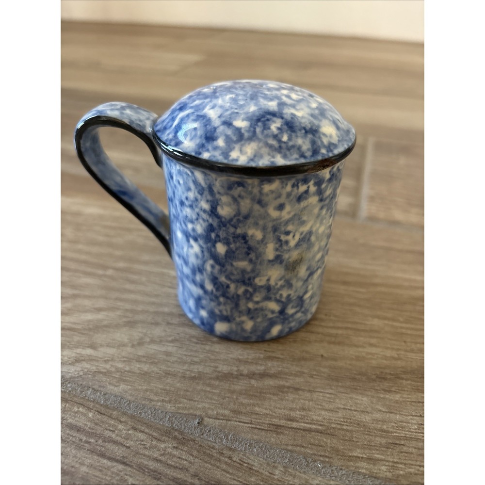 Stangl Blue Spongeware‎ Town And Country Ceramic Salt/ Pepper Shaker W/  Handle